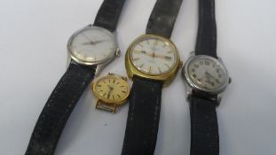 A COLLECTION OF MISC JEWELLERY INCLUDING CUFFLINKS, LOCKETS AND MISC WRISTWATCHES INCLUDING `