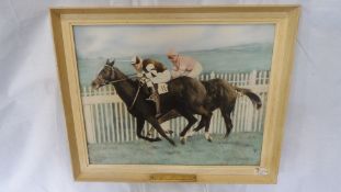 UNITY BUSH (BRITISH) 20th CENTURY ORIGINAL OIL ON BOARD `EMPERY` WINNER OF EPSOM DERBY. SIGNED AND