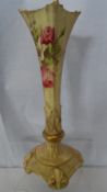 A ROYAL WORCESTER BLUSH WARE SPILL VASE DEPICTING ROSES, THE VASE HAVING BRITISH FLAG AND NO. 1728