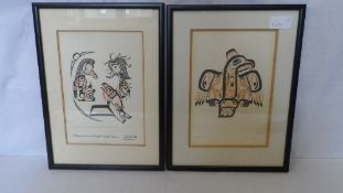 WILLIAM ( BILL ) RONALD REID, JR., OBC - TWO COLOURED PRINTS, ONE ENTITLED HAIDA EAGLE THE OTHER