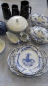 A COLLECTION OF MISC. PORCELAIN INCL. A PART DELPH DINNER SERVICE COMPRISING TWO DINNER PLATES,