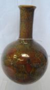 A CIRCA 1913 ROYAL DOULTON VASE OF AUTUMN LEAF DESIGN ON OCHRE GROUND, IMPRESSED MARKS TO BASE 17