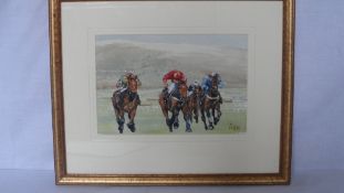 REX SWALLOW (BRITISH) TWO ORIGINAL WATERCOLOURS ENTITLED `CHELTENHAM 94 AND `DULL AND DAMP`