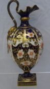 A CIRCA 1900 ROYAL CROWN DERBY VASE, THE GRECIAN STYLE COBALT AND GILT VASE HAND PAINTED WITH
