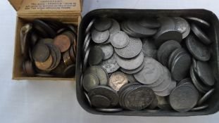 A COLLECTION OF MISC. G B COINS INCL. COPPERS AND SILVER INCLUDING A GOOD QUANTITY OF PRE-1947