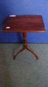 A SQUARE MAHOGANY WINE TABLE WITH TRIPOD BASE - IVORY LABEL, ERNEST SMITH, FURNITURE DEALERS
