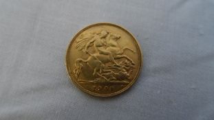 AN EDWARD VII 1908 HALF SOVEREIGN