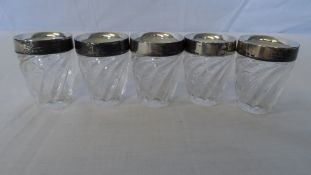 FIVE BIRMINGHAM HALLMARKED LIQUOR GLASSES, MM J T H & J H M