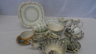 A COLLECTION OF MISC. PORCELAIN INCL. TWO PART ROYAL STAFFORD ENGLISH BONE CHINA TEA SETS COMPRISING