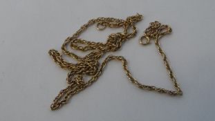 A GOLD CHAIN ( NOT HALLMARKED ) APPROX. 8 gms