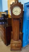 A SCOTTISH DANIEL DUFF OF PAISLEY MAHOGANY LONG CASE GRANDFATHER CLOCK WITH CENTRAL CORINTHIAN