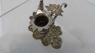 A MINIATURE SILVER CANDLESTICK AND SNUFFER, BIRMINGHAM HALLMARKED, MM L V & W, DATED CIRCA 1830, THE