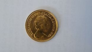 A QUEEN ELIZABETH II 1982 HALF SOVEREIGN IN A BOX