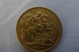 A VICTORIAN 1874 FULL SOVEREIGN