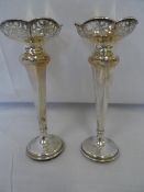 TWO SOLID SILVER BUD VASES  ( 2 )