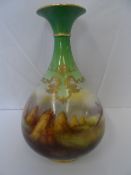 A ROYAL WORCESTER VASE - HAND PAINTED WITH PHEASANTS - SIGNED BY ARTHUR LEWIS DATED 1897
