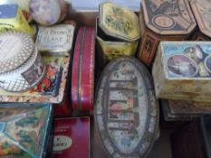 A MISC. COLLECTION OF BISCUIT BOXES  INCL. COLMANS, ROWNTREE, PEAK FREAN & CO. HUNTLEY & PALMERS,