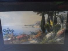 A PAIR OF VICTORIAN WATERCOLOURS SIGNED W REEVES TOGETHER WITH ANOTHER DEPICTING A MEDITERENEAN