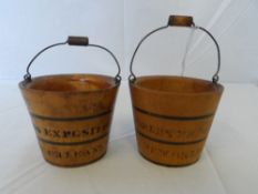 TWO TREEN WARE MINIATURE BUCKETS INSCRIBED WORLD EXPOSITION NEW ORLEANS