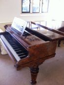 A BURR WALNUT CASED BOUDOIR GRAND PIANO BY JOHN BROADWOOD, THE PIANO HAVING A PATENT BROADWOOD