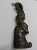 A CHINESE HARD STONE CARVING OF A LADY WITH A TALL HEADDRESS 18 CM TALL