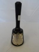 AN EBONY PRESENTATION MALLET WITH SILVER SHIELD INSCRIBED PRESENTED TO MISS LEIGH OF BRAMHALL ON THE