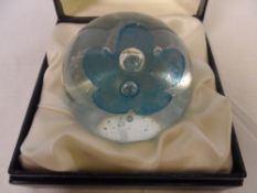A CAITHNESS MORNING DEW PAPER WEIGHT IN ORIGINAL PRESENTATION BOX