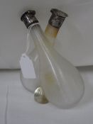 A LONDON HALLMARKED SILVER COLLARED CONJOINED VINEGAR AND OIL BOTTLE, MM J T H J H M