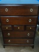 A STAG CHEST OF DRAWERS HAVING TWO TOP, THREE CENTRAL AND THREE LOWER DRAWERS, APPROX. 82 X 47 X 113