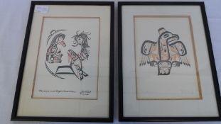 WILLIAM  ( BILL ) RONALD REID, JR.,  OBC  - TWO COLOURED PRINTS, ONE ENTITLED HAIDA EAGLE THE