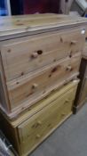 A PAIR OF MODERN PINE CHESTS, EACH HAVING TWO DRAWERS,  APPROX. 80 X 46 X 58 CM  ( 2 )