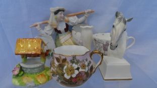 A SELECTION OF SMALL PORCELAIN PIECES TO INCLUDE A ROYAL WORCESTER POSY VASE SHAPE NO. G 366, A