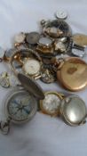 A MISC. COLLECTION OF LADY`S AND GENT`S WRIST AND POCKET WATCHES INCL. ARNEX SILVER CASED, US ARMY