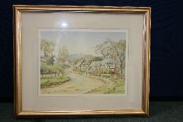 THREE LIMITED EDITION PRINTS DEPICTING EVESHAM, BROADWAY AND HARVINGTON SIGNED K W BURTON, APPROX.