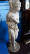 A LIFE SIZE GARDEN STATUE DEPICTING A CLASSICAL GODDESS, APPROX. 160 CM HIGH