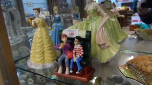 THREE ROYAL DOULTON FIGURINES - CINDERELLA, BELLE AND PRETTY LADIES TOGETHER WITH A HARRY POTTER