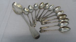 A SET OF TWELVE LONDON HALLMARKED SILVER TEASPOONS, MM J F E F TOGETHER WITH SILVER HALLMARKED