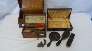 AN F MACLEROY MAGNETO MACHINE IN A MAHOGANY CASE TOGETHER WITH AN OAK LETTER BOX, BLACK FOREST