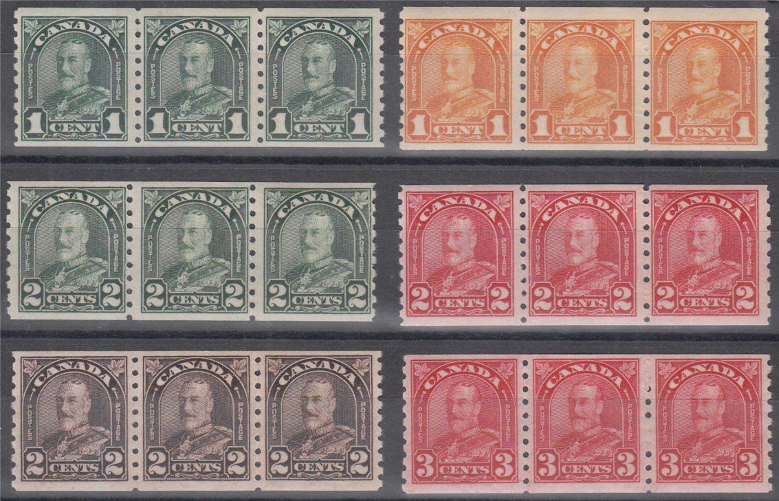 TONGA 1930-31 coil stamps imperf x perf 8 set in strips 1930-31 coil stamps imperf x perf 8 set in