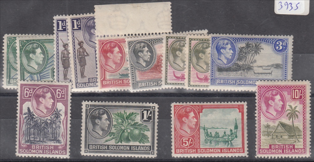 SOLOMON ISLANDS 1939 Mint values to 10/-, few missing & slight 1939 Mint values to 10/-, few missing