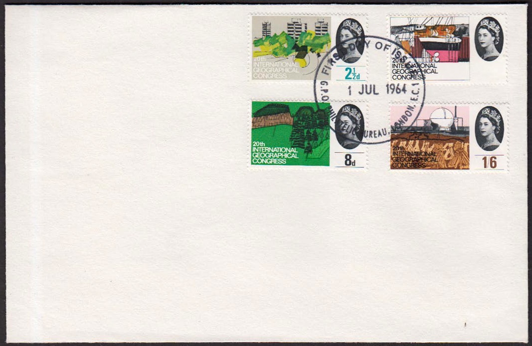 1964 Geographical Congress 4d (Ordinary) Missing Violet on plain FDC with Philatelic Bureau FDI H/S.