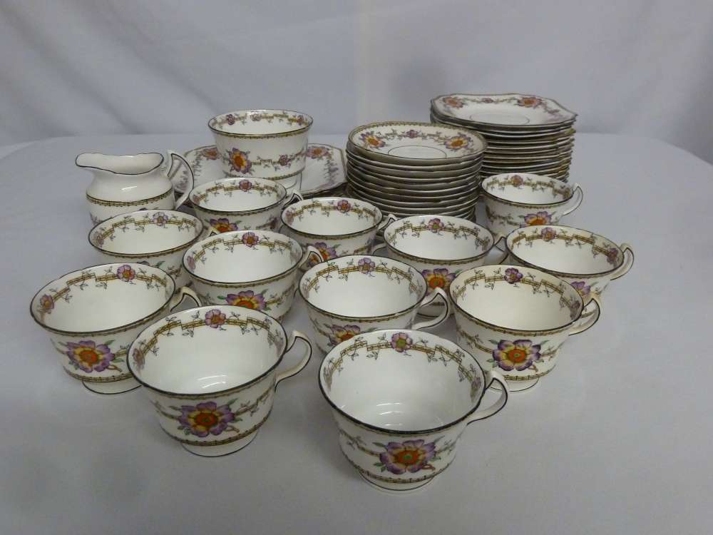 Victorian teaset to include cups, saucers, plates, milk jug, sugar bowl and sandwich plates (46)