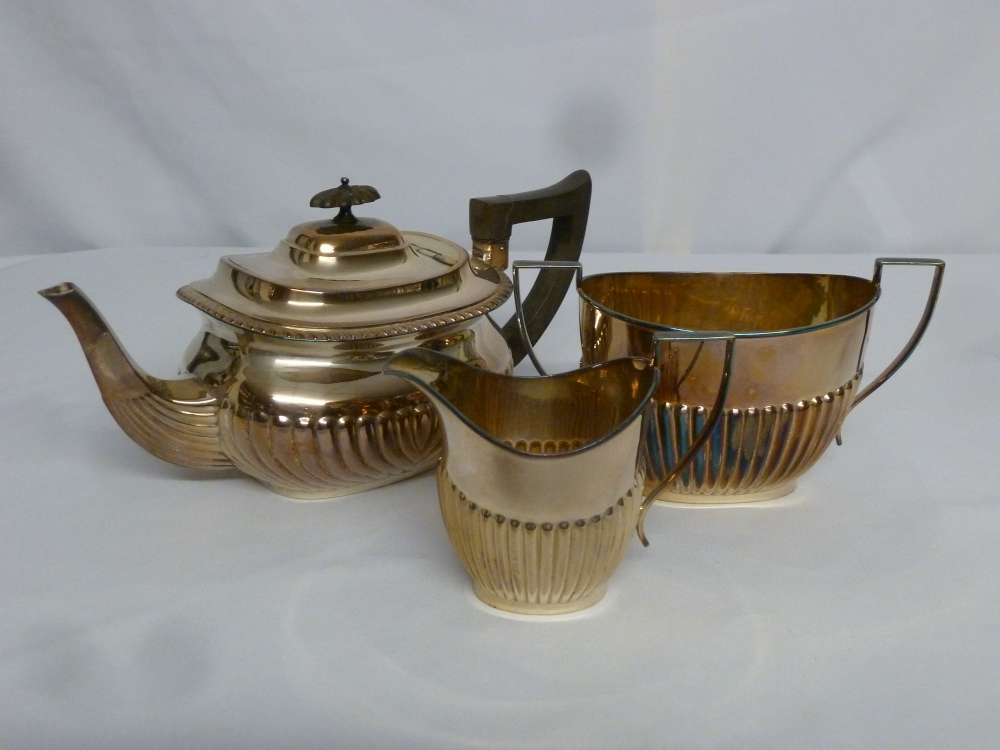 Three piece silver plated tea set