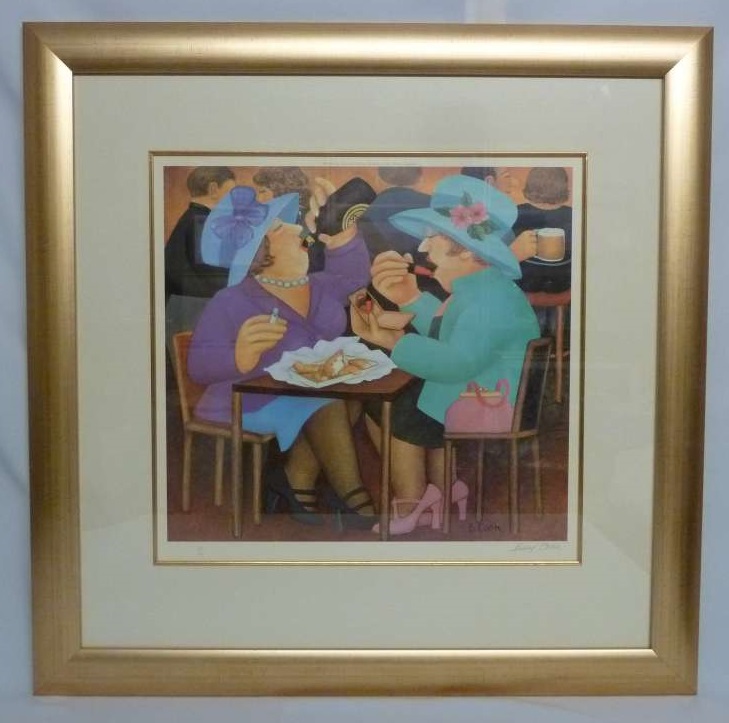 Beryl Cook signed limited edition print - Ladies Who Lunch - 495/650, label to verso - 40.5 x 43.5