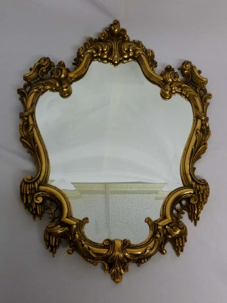 French gilt metal Rococo mirror