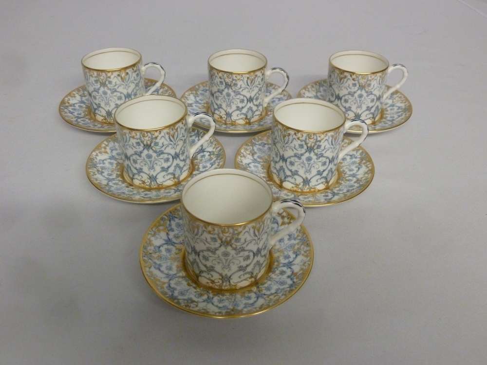 Royal Worcester Aracon six coffee cups and saucers (12)