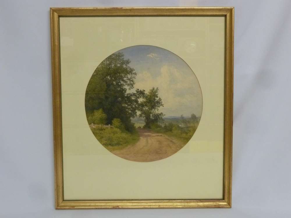 J. Henry Hill 1878 watercolour of a country scene, signed at bottom - 27 x 27cm.