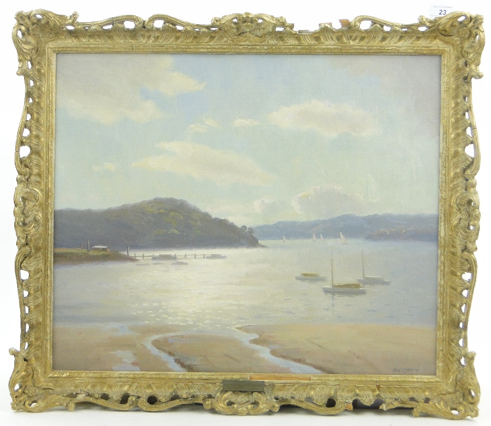 Sir Erik Langker (Australian, 1898-1982)
oil on canvas board, Sydney harbour, signed, 20" x 23.5",