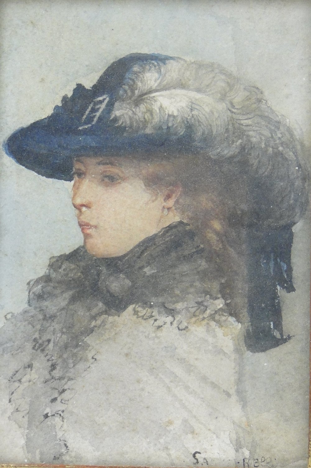 Continental School
miniature watercolour, portrait of a Society lady indistinctly signed, 4.5" x 3",