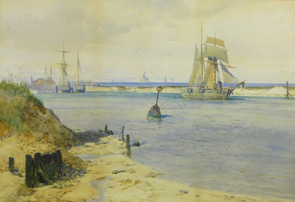 J Fraser
watercolour, shipping in Shoreham harbour, signed and dated 1885, 18" x 26", framed.